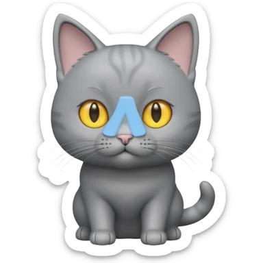 A 3D cartoon Chartreux cat in silvery-gray color, thick coat, friendly eyes, balanced lighting, Memoji-style realism. full body or half body. sticker