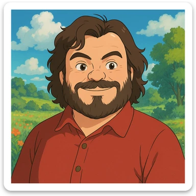 portrait of Jack Black in ghibli style sticker