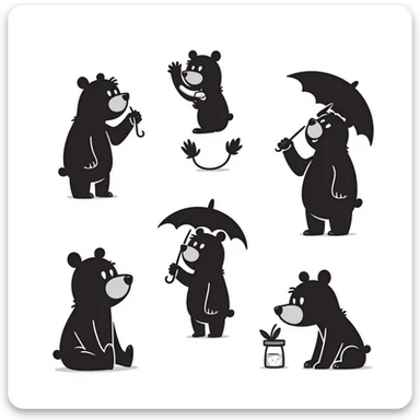 A bear in notion style hand drawn doodles sticker