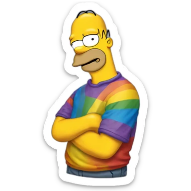 Homer Simpson wearing LGBT tshirt sticker