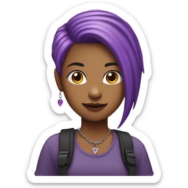 Purple hair girl with piercings sticker