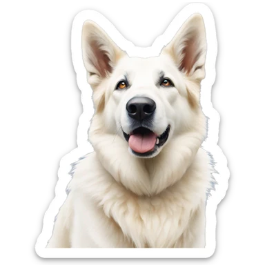 white shepherd standing watercolour picture sticker