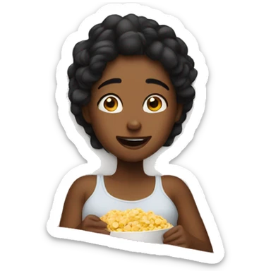 Girl watching movie in bed sticker