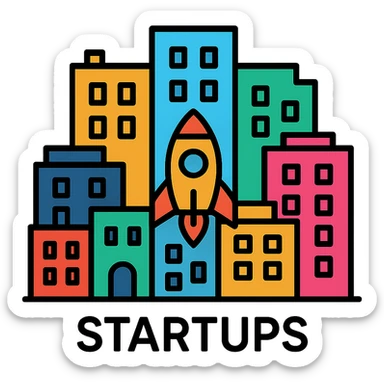 modern icon of a group of startups or companies, visually showing 8-10 entities to represent a VC portfolio sticker