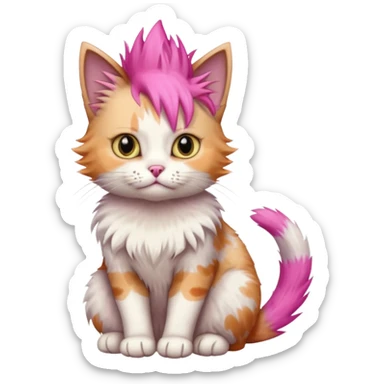 cat sitting with pink mohawk sticker