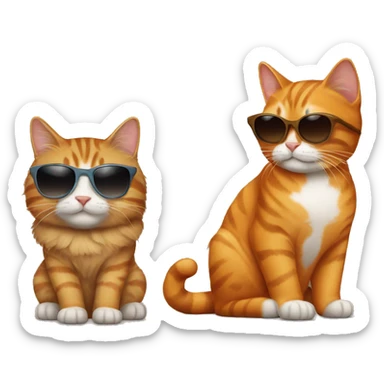 Orange cat and brown tabby with sunglasses on sticker