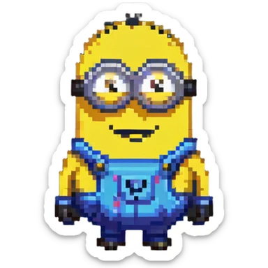 smiling Minion pixel art character sticker