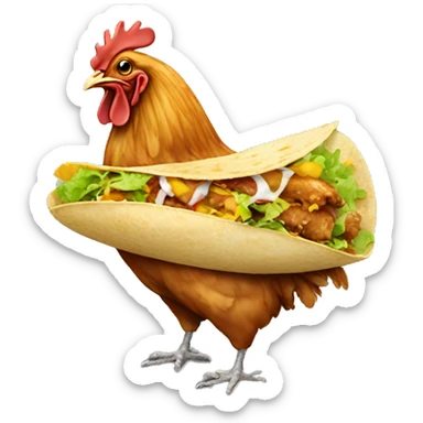 Chicken eating tacos sticker