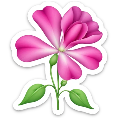 sweetpea flower, pink with dotted center, emoji style sticker