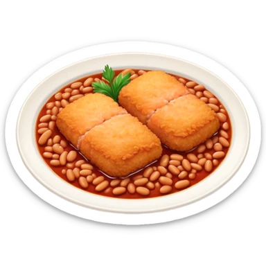 Plate of salmon croquette and baked beans  sticker