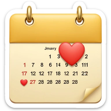 cute kalender , really light yellow/gold/brown themed with maybe a little heart on it. its paper in it and rings at the top of it where the paper is on. it needs to look like its drawed  and the rings at the top instead.  and it not has to look like its standing and a little bit more out zoomed  sticker