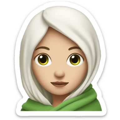 Green eyed white woman with blanket wrapped around her  sticker