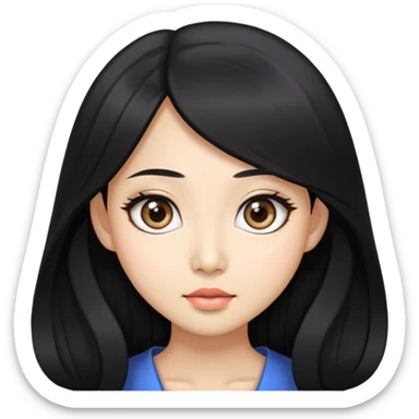 asian beautiful woman，big eyes，long black hair sticker