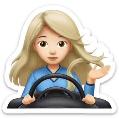 Long hair asian girl driving on her way  sticker