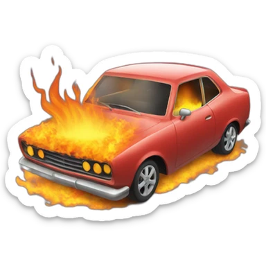 a car on fire sticker