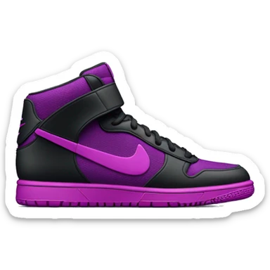Hyper Realistic isolated side view of a  pair of black,magenta,and dark purple Nike Sneakers. sticker