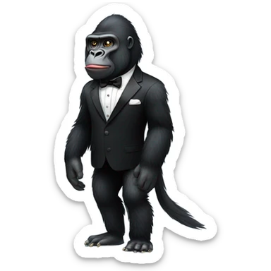 Pitch black gorilla chicken in a tuxedo sticker