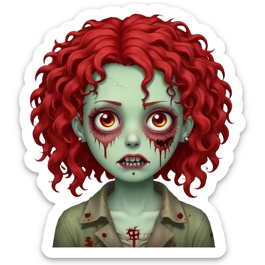 zombie girl red hair cacheado com piercings sticker