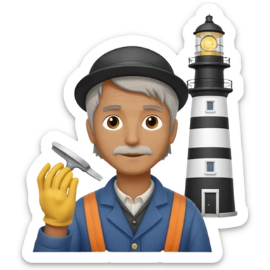 lighthouse Keeper while cleaning lens sticker
