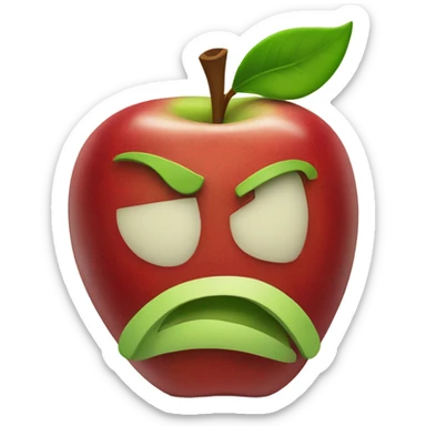 A red and green apple put together in one sticker