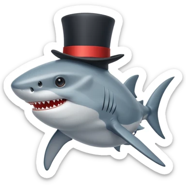 Shark with a top hat sticker