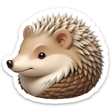 Beautiful and Majestic Hedgehog Portrait Emoji, Head and body resting in serene repose with a gentle, content smile, showcasing a delicately spiky yet soft body with eyes gently closed in peaceful slumber, Simplified yet exquisitely endearing features, highly detailed, glowing with a soft, drowsy forest light, high shine, relaxed and utterly enchanting, stylized with an air of timeless woodland majesty, soft glowing outline, capturing the essence of a beautiful and majestic hedgehog that embodies the serene charm of nature! sticker