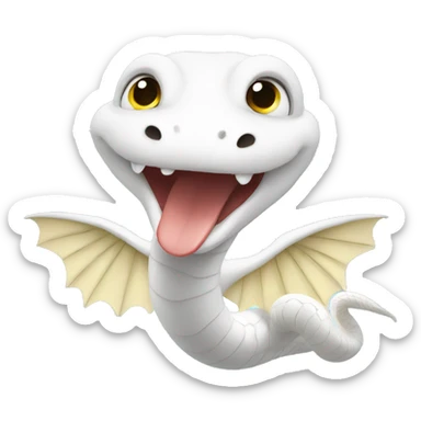 Happy white snake with wings on back sticker