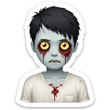 zombie boy with emo hair and white shirt sticker