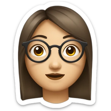 Fille asiatique avec cheveux bruns au carré et avec des lunettes rondes sticker