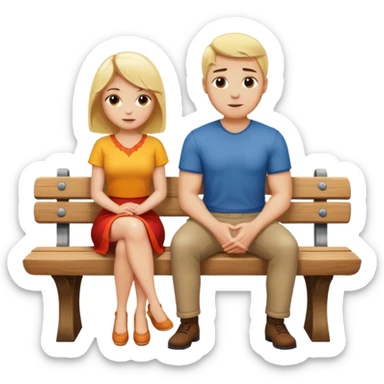 Blond woman and a man, who trust. Passion and Fire, Bench sticker