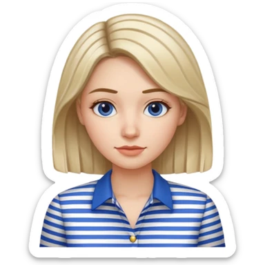 woman with blue Striped Shirt not a t shirt sticker