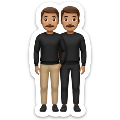 man with mustache, brown hair, 33years old, shirt, high temple Black pullover with a white shirt underneath and black fabric trousers 👕🖤👖 sticker