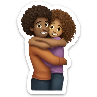 Hug two bestfriends one with long curly hair sticker