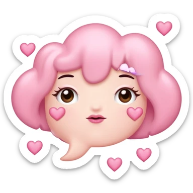 A pastel pink thought bubble brimming with tiny hearts, lips, and sparkles  sticker
