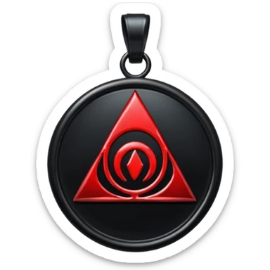 iOS sticker, dark fantasy amulet, black base, red symbol, minimal sticker