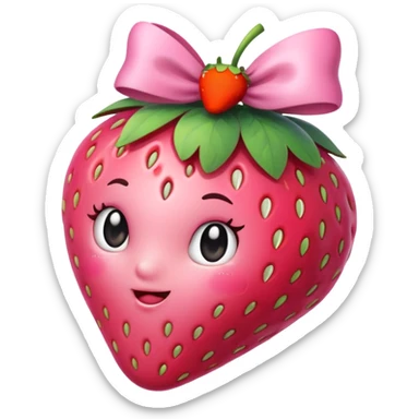 A strawberry with a bow cute pink  sticker