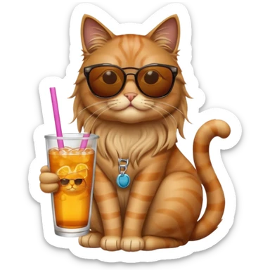 cat long  in drink holders with sunglasses  sticker