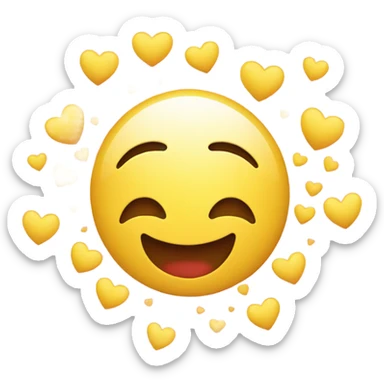 Smile emoji with hearts around head with hands sticker