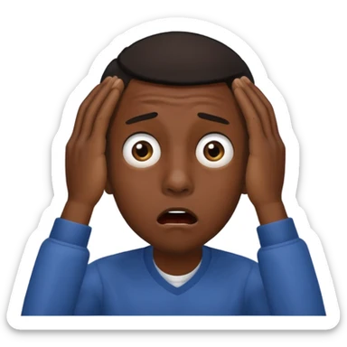 Black man Shocked face with waving hands near head sticker