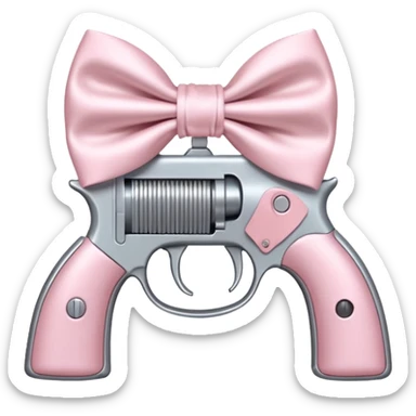 pale pink gun, pale pink bow sticker