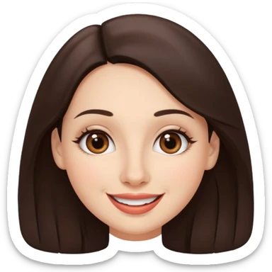 French brunette with brown eyes and full lips with big smile and round nose sticker