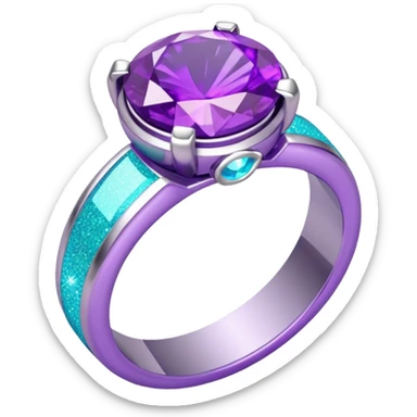 glitter purple and cian marry ring sticker