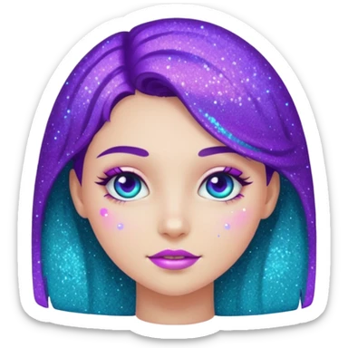 1 human girl Glitter purple and cian inner circle sticker