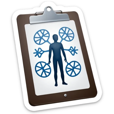 clipboard with a person silhouette and a neural network symbol sticker