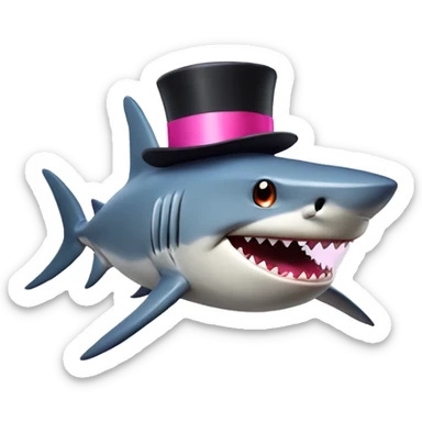 Shark with a pink top hat sticker