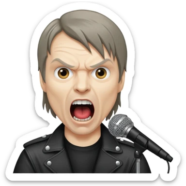 bruce dickinson, metal musician, screaming with mirophone sticker