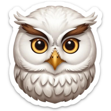 white olw, tilt head, questionning sticker