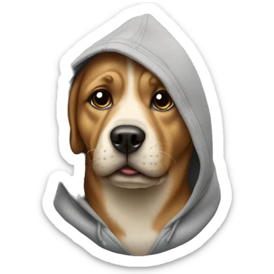 Dog wearing hoodie sticker