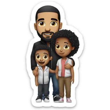 drake with kids sticker