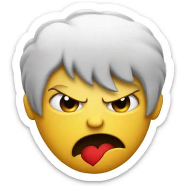 angry face holding a heart sticker